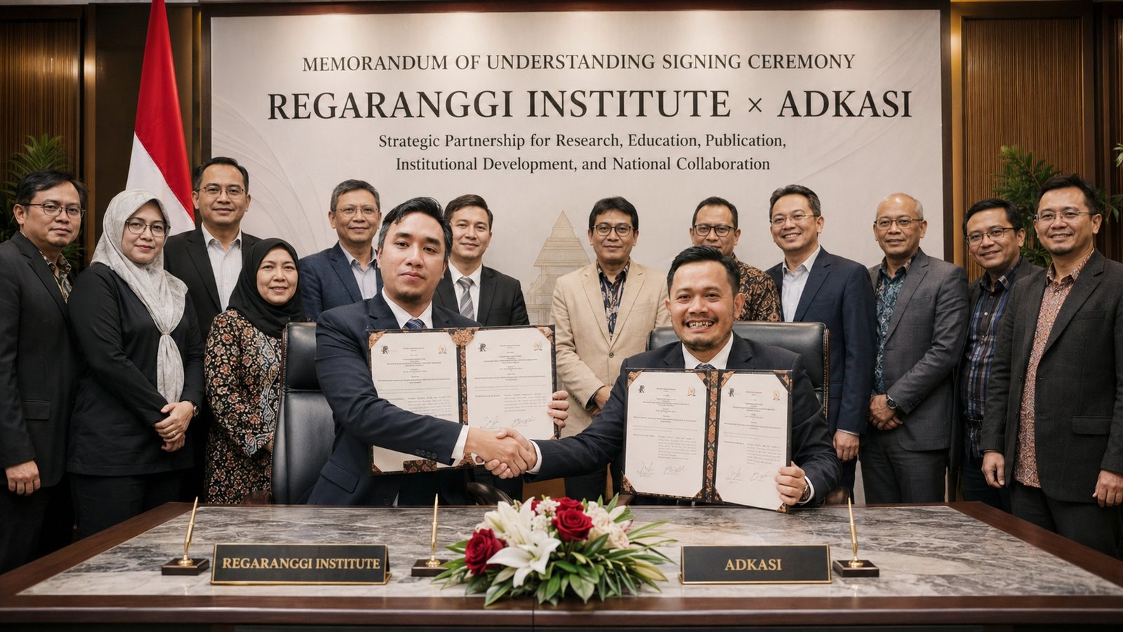 The MoU signing between the Regaranggi Institute and ADKASI